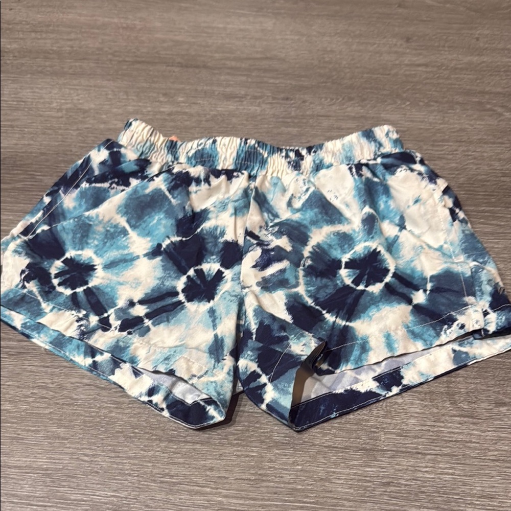 Old Navy Blue and White Athletic Shorts with Tie-Dye Pattern